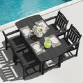 HDPE Outdoor Patio Dining Set with Table & 4 Chairs, All-Weather 5-Piece Outdoor Table and Chairs, 2" Umbrella Hole, Patio Furniture for Garden, Backyard, Deck | Matte Black