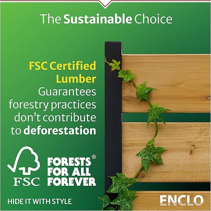 5ft H x 3.2ft W (1 Panel) No Dig Enclo Fairmont Cedar Wood Privacy Screen, Great to Hide Trash Cans, Decorative Patio Privacy Screen, Outdoor Privacy Fence Panel, Air Conditioner Fence, EC18043
