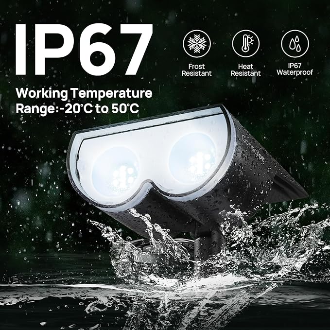 Consciot Solar Spot Lights Outdoor, 16 LEDs IP67 Waterproof Auto On/Off Landscape Spotlights, 2-in-1 Adjustable Wall Lights for Garden Yard Pathway, 6 Pack (Cool White)