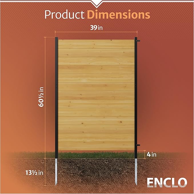 5ft H x 3.2ft W (1 Panel) No Dig Enclo Fairmont Cedar Wood Privacy Screen, Great to Hide Trash Cans, Decorative Patio Privacy Screen, Outdoor Privacy Fence Panel, Air Conditioner Fence, EC18043