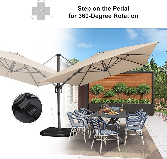 PURPLE LEAF 10'×13' Patio Umbrella with Base Included and Cover Outdoor Umbrella with Cover Extra Large Heavy Duty Cantilever Umbrella Beige