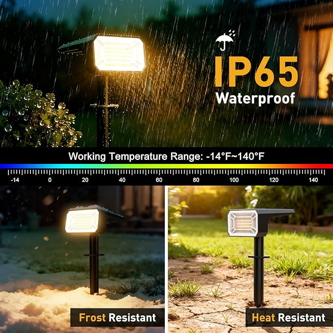 Solar Spot Lights Outdoor Waterproof IP65, [8 Pack/100 LED/4 Modes] Solar Landscape Spotlights, Auto On/Off High Lumens Spot Lights for Yard Garden Pathway(Warm White)
