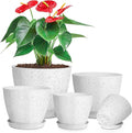 5 Pcs Plant pots, 7.5/6.5/5.7/4.9/4.1 inch Pots for Plants, Flower Pot Indoor Modern Decorative Plant Pot, Plant Pots Indoor with Drainage and Saucer for All House Plants, Spray Spots