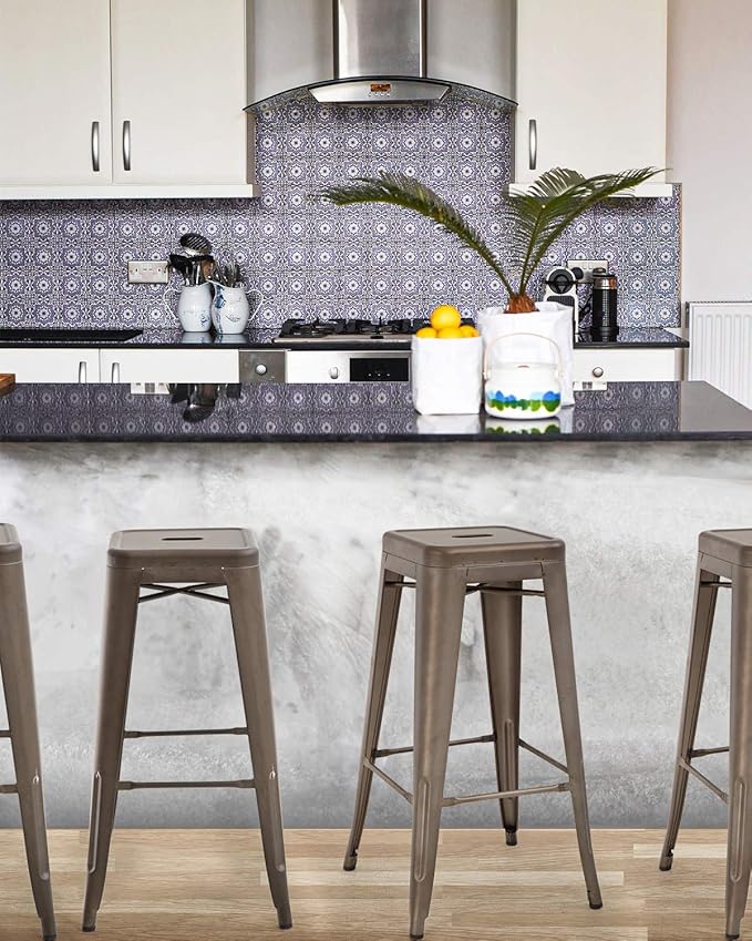 FDW Metal Bar Stools Set of 4 Counter Height Bar Stools 24 Inches Industrial Bar Chairs Patio Stool Stackable Backless Stool Indoor Outdoor Metal Kitchen Stools Bar Chairs (Bronze, 30")