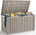 200 Gallon Resin Deck Box, Lockable Patio Outdoor Storage Box for Furniture, Garden Tools and Tools Storage, Waterproof Outside Storage Boxes - Grey