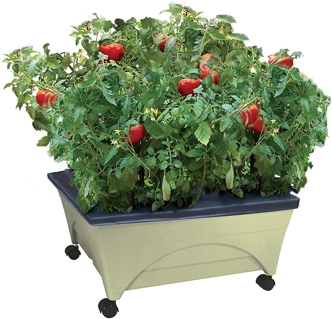 Emsco Group 2342-1HD City Picker Self Watering and Improved Aeration – Mobile Unit with Casters-Sand Raised Bed Grow Box