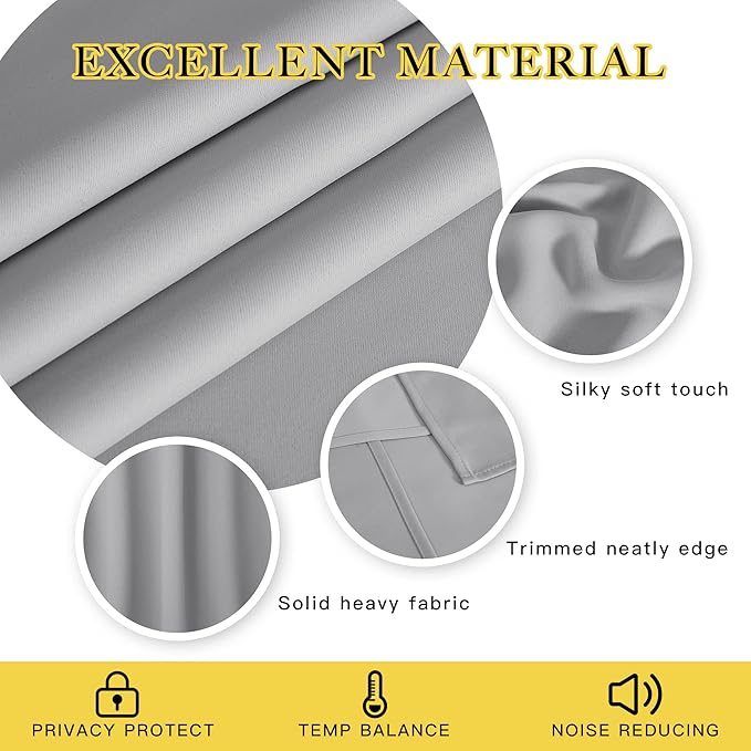 NICETOWN Sliding Door Window Treatment Blackout Patio Door Curtain Panels, Privacy Thermal Drapes for Bedroom Living Room Department with Grommet Top (Silver Grey, W66 x L110)
