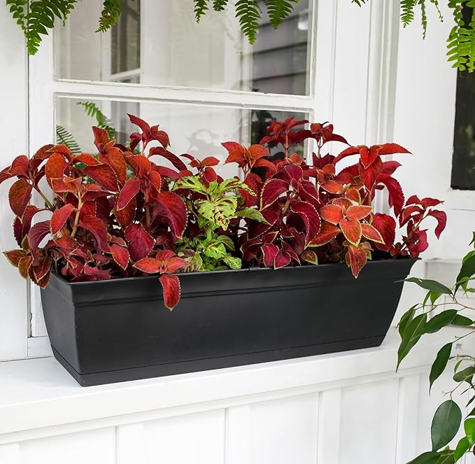 The HC Companies 24" Eclipse Plastic Window Box 7.76"x24"x6.57" in Black Color