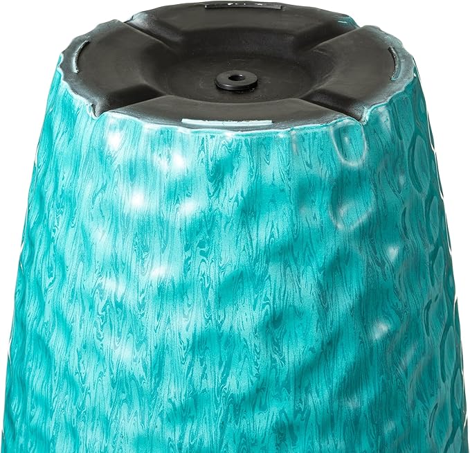 Glitzhome 23.75" H Large Planters for Outdoor Plants,Set of 2 Plastic Tall Outdoor Planters with Drainage Holes,Honeycomb Textured Gradient Turquoise Finish, Large Flower Pots for Front Porch Indoor