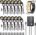 ZUCKEO All-in-One RGB Low Voltage Landscape Lighting Kit, 5W LED Color Changing Landscape Lights with Transformer and 120FT Wire, Outdoor Spotlights for Halloween Christmas Yard Garden Decor, 12Pack