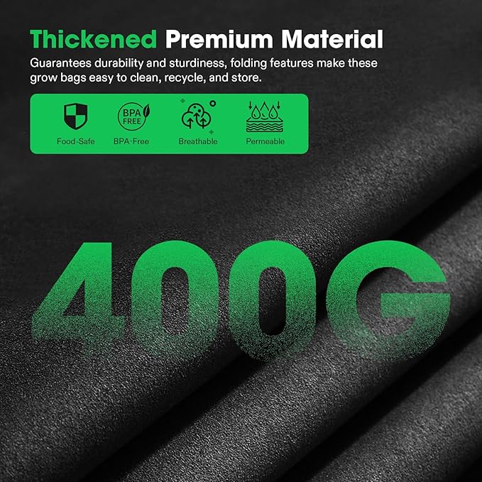 VIVOSUN 3-Pack 2-Grid 10 Gallon Grow Bags, Heavy Duty Square Plant Grow Pots, 400G Thickened Breathable Fabric Plant Container with Reinforced Handles & 10 Pcs Plant Labels for Flowers, Vegetables