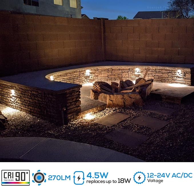 LEONLITE 8-Pack Premium Series 5CCT 7 Inch LED Hardscape Lighting Swivel, 2200K/2700K/3000K/4000K/5000K Selectable, Retaining Wall Light Low Voltage, 12V Paver Light, 4.5W Outdoor Step Light, ETL