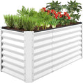 Best Choice Products 4x2x2ft Outdoor Metal Raised Garden Bed, Deep Root Box Planter for Vegetables, Flowers, Herbs, 119 Gallon Capacity, 100% Non Toxic Materials - White