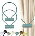 Hion Magnetic Curtain Tiebacks Gray Blue 2pcs, Curtain Tiebacks Buckles Holdbacks Holders Hooks Clip for Home Bedroom Office Decorative Curtain