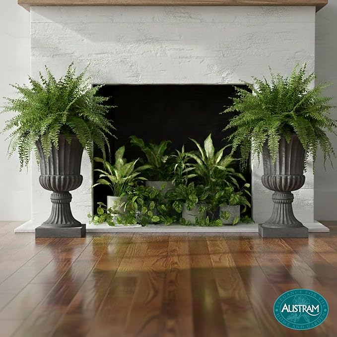 Urn Planters 22", Set of 2, Tall Stone-Resin Pedestal Planters for Outdoor Plants, Large Front Porch Decor, Patio Garden Pots, Outdoor Urns for Entryway, Porch & Deck, Grey Plant Pot