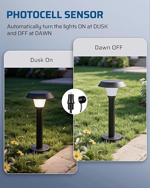 DEWENWILS 60W Low Voltage Landscape Transformer, 120V AC to 12V AC Outdoor Landscape Lighting, Dusk to Dawn Sensor & Timer, Weatherproof Low Voltage Transformer for Spotlights, Garden, Pathway
