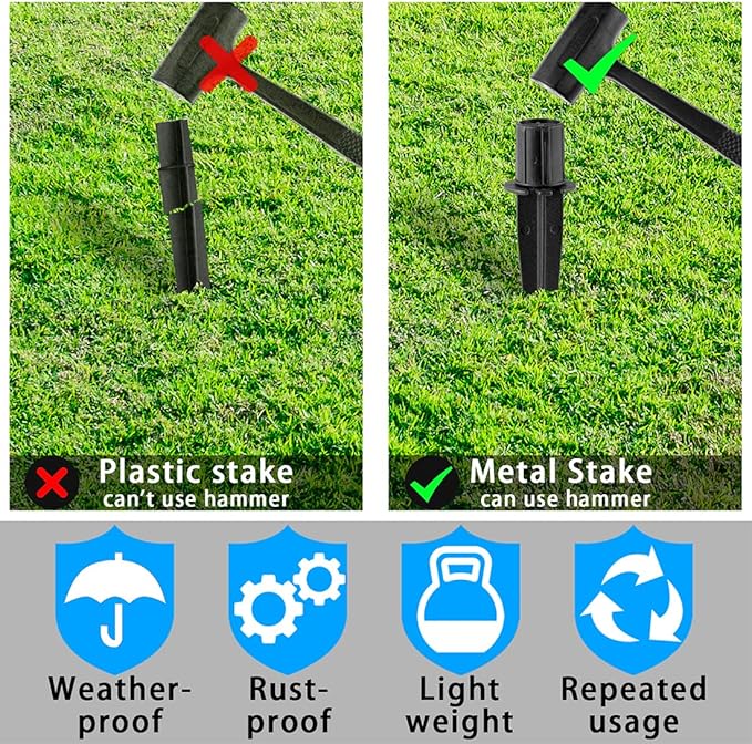 Metal Stakes Solar Lights Replacement Spike - Outdoor Ground Stake for Backyard Garden Lights Landscape Yard Pathway Patio Lamps Pole (Metal-16 Pack) - 0.78x5.36 inches