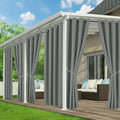 Outdoor Curtains for Patio Waterproof - 6 Panels Privacy Weatherproof Outside Curtains with Grommets for Pergola, Gazebo, Porch, Cabana, Balcony, 54 x 120 Inch, Grey