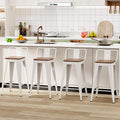 WENTMENT Bar Stools Set of 4 Counter Height Bar Stools Metal Barstools with Removable Back 26" Kitchen Bar Stools with Wooden Seat, Off White