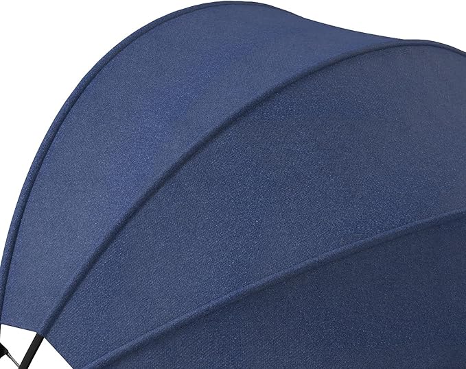 Outsunny 4-Piece Round Convertible Daybed with Cushions, Outdoor PE Rattan Patio Wicker Sofa Set, Sunbed with Adjustable Sun Canopy, Sectional Sofa, 2 Chairs, Table, 3 Pillows, Dark Blue