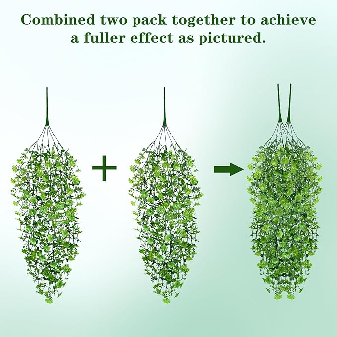Waipfaru Artificial Hanging Four-leaf clover, 4pcs Fake Hanging Plants, Faux Ivy Pothos Vines Greenery for Wall Home Bedroom Living Room Aesthetic Kitchen Office Aesthetic Kitchen Indoor Outdoor Decor