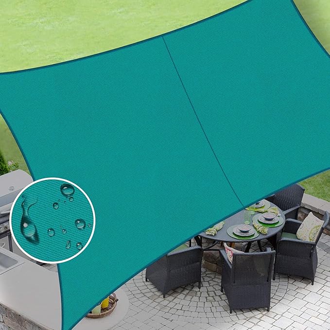 LOVE STORY Rectangle 5'x7' Waterproof Sun Shade Sail Canopy UV Block for Outdoor Patio Backyard Carport,Turquoise Blue(We Make Custom Size)