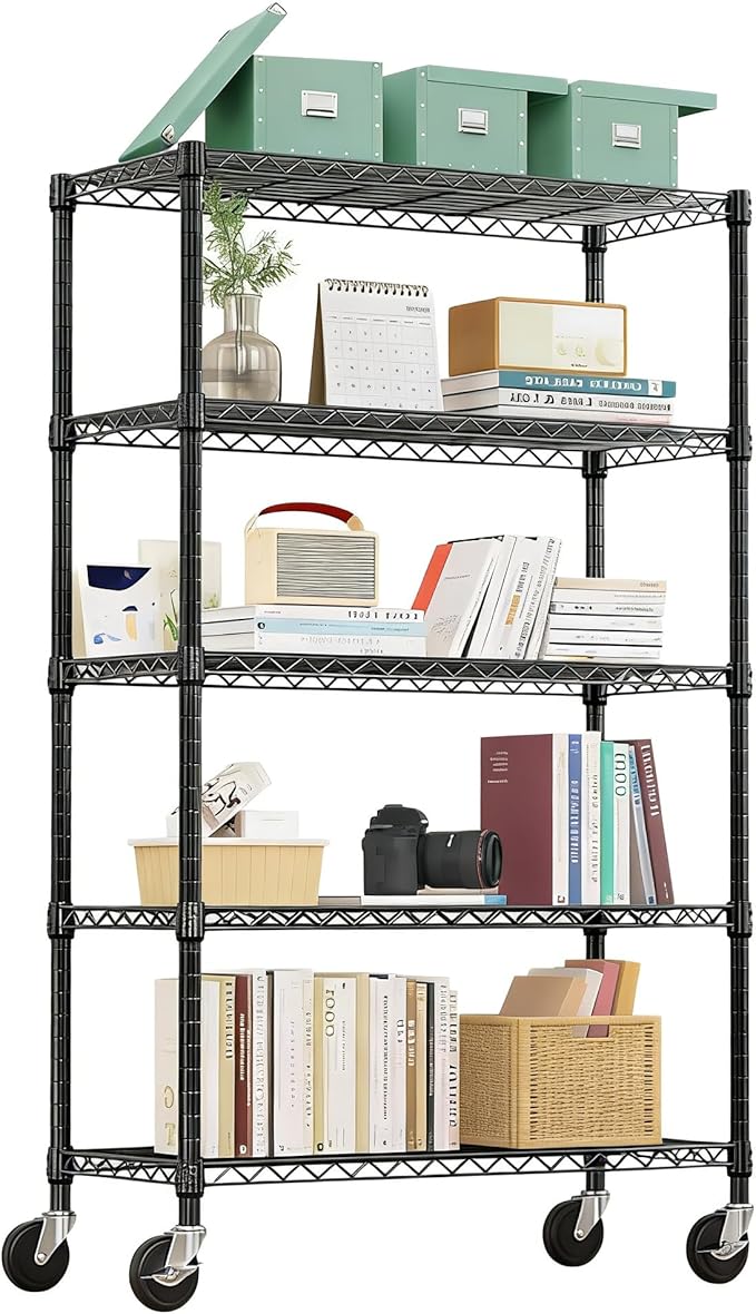 Xcity Storage Shelves, 5 Tier Heavy Duty Metal Shelving Unit, 2000 LBS Capacity Adjustable Steel Wire Shelf Organizer for Pantry, Kitchen, Garage, 14" D x 36" W x 72" H, Chrome