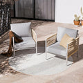 ZANDOR Aluminum Outdoor Patio Furniture 2 Pcs Armchair, All-Weather Metal Modern Outside Furniture with Washable Thick Cushion, HDPE Woven Rope Rattan Bistro Sofa Chair, Garden/Backyard/Porch, Silver