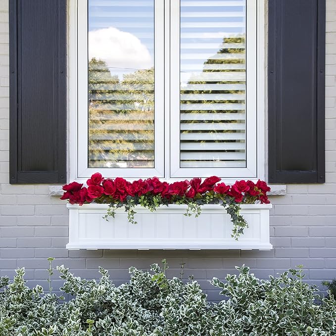 Mayne Cape Cod 4ft Window Box - White - 48in L x 11in W x 10.8in H - Polyethylene - Built-in Water Reservoir (4841-W)
