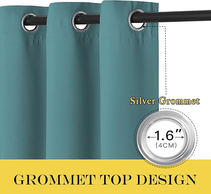 NICETOWN Blackout Drapery Curtain Panel 90 inches Long - Window Treatment Thermal Insulated Grommet Blackout Curtain/Drape for Bedroom Living Room (Sea Teal, 1 Panel, 46 by 90 inches)