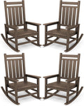 SERWALL Oversized Outdoor Rocking Chair Set of 4, HDPE Rocker for Adults, Patio Rocking Chairs for Porch, Coffee