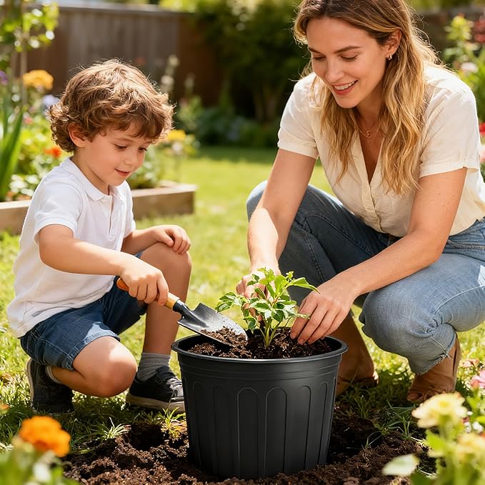 30 Pack 5 Gallon Plastic Nursery Pots,12.8 Inch Thickened Soft Plant Pots with Drainage Holes,Flower Planter Container for Seedlings Garden,Indoor and Outdoor