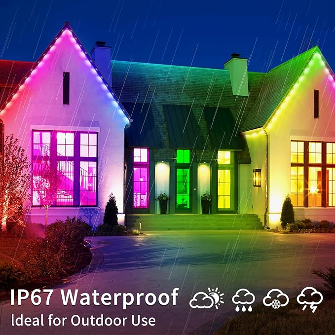 300ft Permanent Outdoor Light, RGB Outdoor eave Light,IP67 Waterproof LED eave Lights,Suitable for Party, Daily,Halloween,Christmas,Rooftop,Garden,Patio（2 Rolls of 150ft）