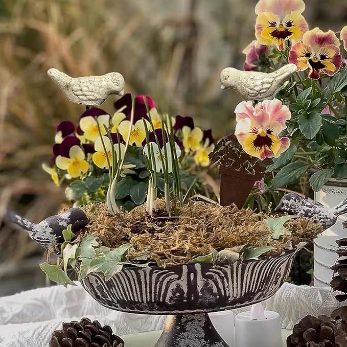 2 Pcs Miniature Bird Decorative Stakes Mini Bird Picks Figures Fairy Garden Accessories Succulent Plant Flower Pots Decor Bonsai Ornaments Micro Landscapes Decor