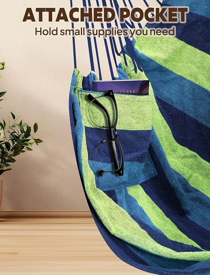 Chihee Hammock Swing Chair - Strong Metal, Collapsible, Portable, Max 500 lbs, Comfy Seat, Patio & Lawn, Cotton Blended, Indoor/Outdoor