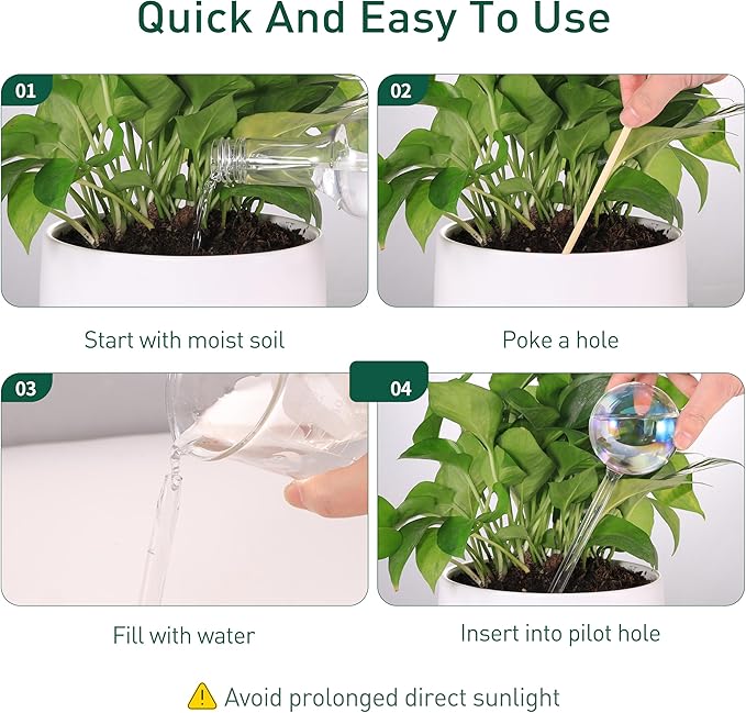 Large Extra-Thick Clear Glass Plant Watering Globes, Rainbow Gradient Self Watering Devices for Indoor & Outdoor Plants, AutomaticWaterer Spikes, Perfect for Daily or Vacation Use, 6-Pack
