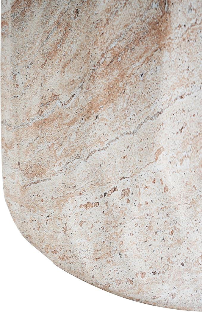 Christopher Knight Home Jayme 18.5" Indoor Outdoor Cylinder Accent Side Table, Patio Decorative End Table, Lightweight Concrete Garden Stool for Patio Living Room Balcony & Garden Decor, Travertine