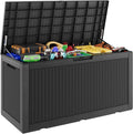 Outdoor Storage Box, Resin Deck Boxes Indoor and outdoor, Waterproof Storage Box Lockable Lid (Black, 110 Gallon)