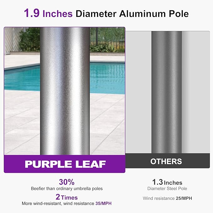 PURPLE LEAF 3-Piece Patio Chaise Lounge Set with Market Umbrella Adjustable Outdoor Recliners for Pool, Patio and Garden Moon Basalt