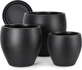 Plant Pots 17.5/14.8/12.2 inch Set of 3, Flower Pots with Drainage Holes, Large Planters for Indoor Outdoor Garden Plants and Flowers. (Black)