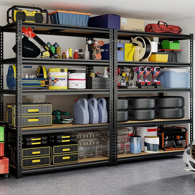72" H Storage Shelves,Storage Shelves Heavy Duty,2400LBS Metal Shelving Units,Adjustable Garage Shelving Heavy Duty for Garage Storage,Warehouse,16"x35.5"x72