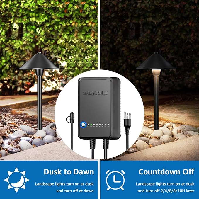 SUNVIE All-In-One LED Low Voltage Landscape Lighting Kit, 8 Pack Pathway Lights with Connector Transformer and 100FT Low Voltage Wire, 3000K Landscape Lighting for Path Walkway Garden Yard