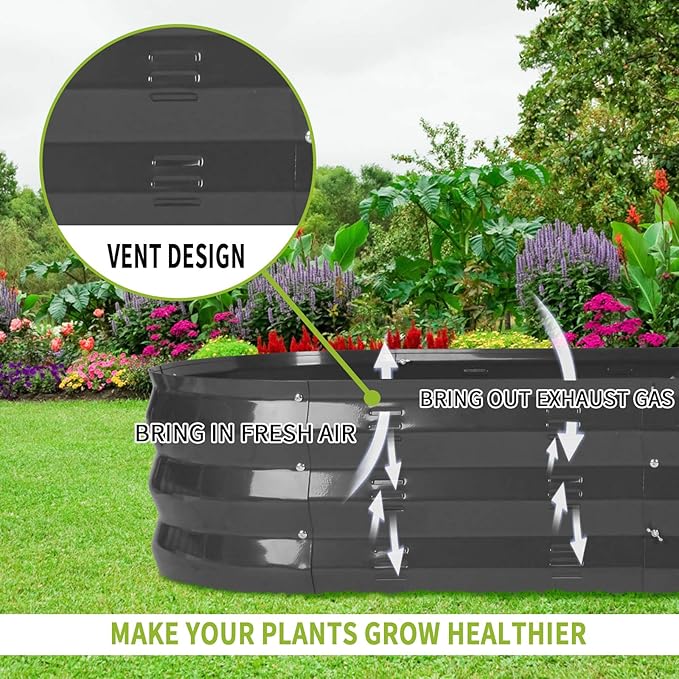 GADI 67-Inch Raised Garden Bed, Metal Planter Box for Vegetables and Flowers, Large Outdoor Gardening Kit, Easy DIY Assembly, Weather-Resistant & Rust-Proof