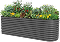 32" Extra Tall Raised Garden Bed Kits, 4 x 8 x 2.7ft Raised Planter Box Outdoor, 2.5 x 9.5 x 2.7ft Deep Root 10 in 1 Modular Metal Raised Beds for Gardening Vegetables Flowers Fruits - Modern Gray