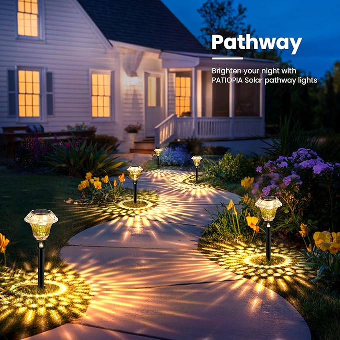 Solar Pathway Lights Garden Decor for Yard, Solar Garden Lights for Outside Waterproof Landscape Lighting, Garden Decorative for Walkway, Driveway, Yard, Landscape, Lawn (6 Pack Warm White)