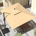 9' X 12' Cantilever Outdoor Patio Umbrellas with Base Included, Large Rectangle Umbrella Heavy Duty 360°Rotation Offset Umbrella for Garden Deck Pool Patio,Brown