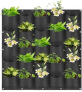 Hanging Planting Grow Bags, 25 Pockets Hanging Vertical Wall Planter Wall Mounted Grow Bag Outdoor Indoor Gardening Vertical Greening Flower Container, Planting Bags Storage Bags(1.0 m × 1.0 m, Black)