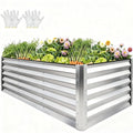 YITAHOME 8x4x3ft Large Raised Garden Bed Kit, Galvanized Metal Planter Box with Gloves, Support Rod & Safety Rubber, Outdoor Above Ground Planters for Plants Vegetables Flowers, Silver