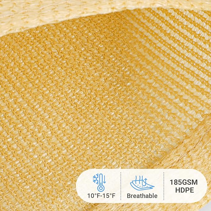 HappyTrends Sun Shade Sail,Heavy Duty UV Protection Beach Shade Canopy Wind sail,Tear and Rust Resistant Patio sail Shade for Yard Deck Lawn Garden Rectangle Sunshade(12'x 12',Sand)
