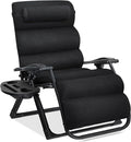Best Choice Products Oversized Zero Gravity Chair, Folding Outdoor Patio Recliner, XL Anti Gravity Lounger w/Removable Cushion, Cup Holder, Side Tray, 350lb Capacity - Onyx Black